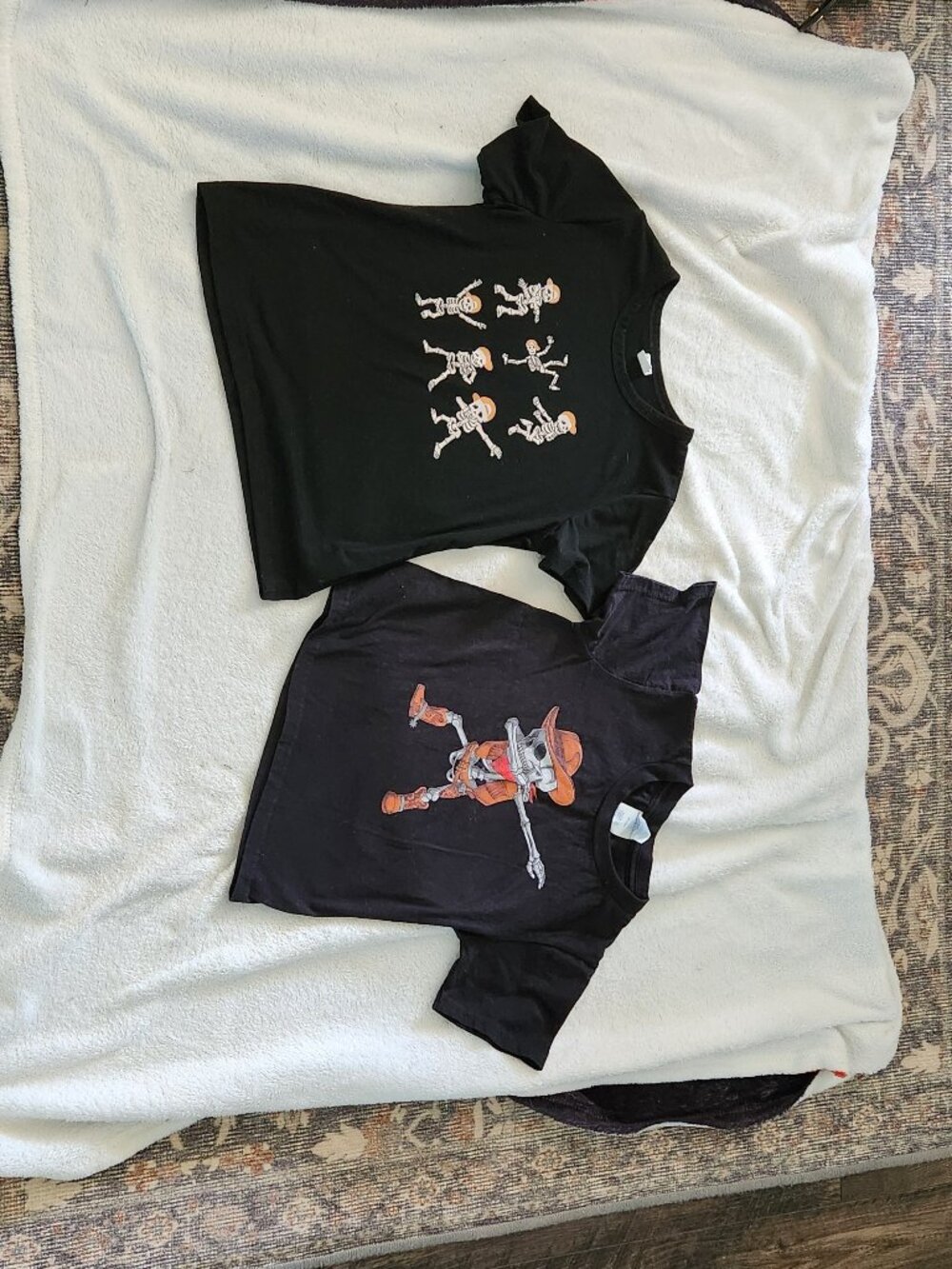 Two Black Tees - Halloween Theme Skeletons - Sizes 5-6 and 6